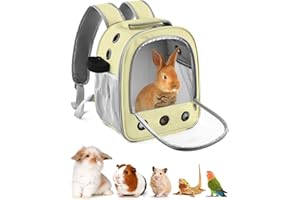 DBNESS Guinea Pig Carrier Backpack, Portable Rabbit Travel Carring Bag for Pet Bunny Sugar Chinchilla Gerbil Bearded Dragon Hamster Parrot Outgoing Pouch Case with Water Bottle Holder & Detachable Pad
