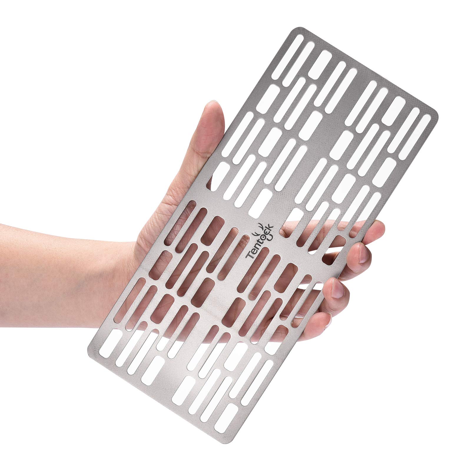 Tentock Outdoor Portable Titanium Picnic Grill Rack Mini Durable Charcoal Barbecue Grill Plate for Camping Fishing Beach