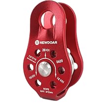 NewDoar Poulie Simple/Double 30KN Certifiée CE - Grande Poulie Sauvetage Corde 16mm