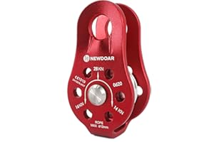 NewDoar Fixed Plate Micro Pulley,28KN CE Certified General Purpose Small Aluminum Rope Pulleys for Climbing/Aloft Work/Rappelling/Rescue Etc
