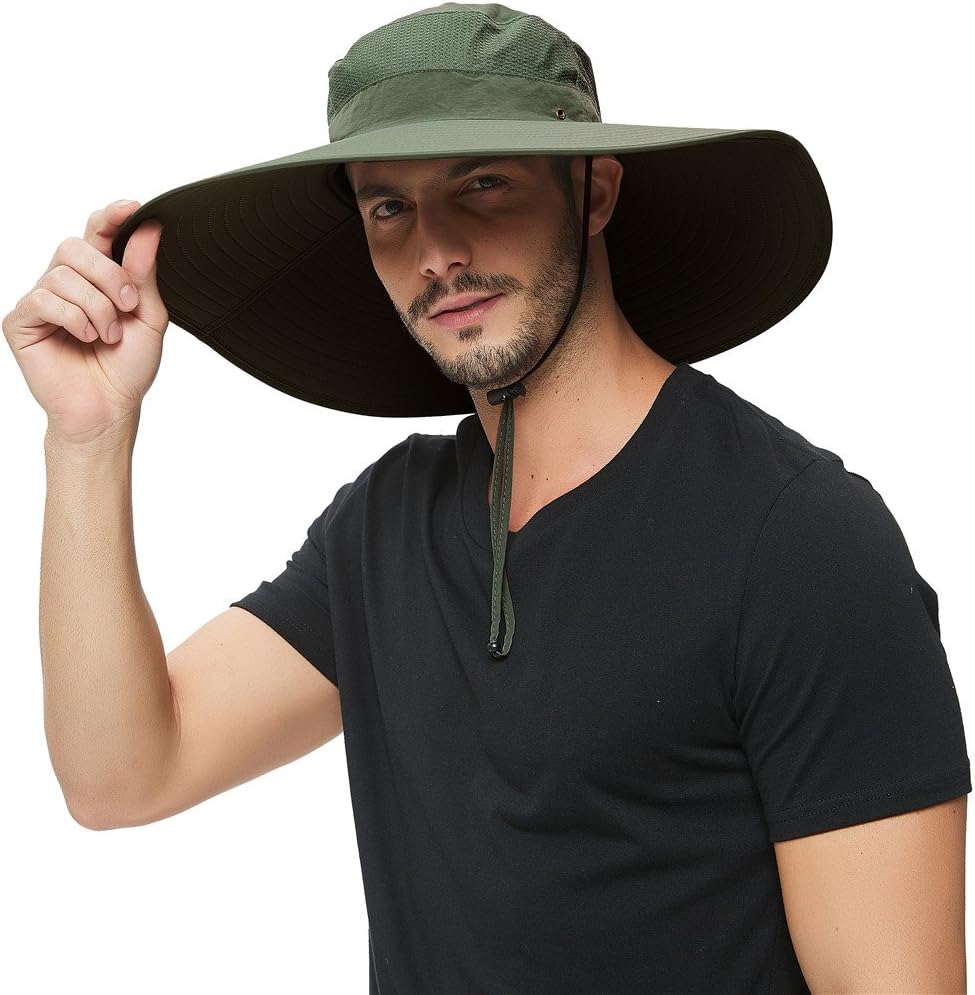 Super Wide Brim Sun Hat-UPF50+ Waterproof Bucket Hat for Fishing, Hiking, Camping