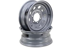 LIBRA 15 x 6 Trailer Wheels 6 Lug on 5.5" Bolt Pattern Silver Mod Trailer Rim, Set 2-17011