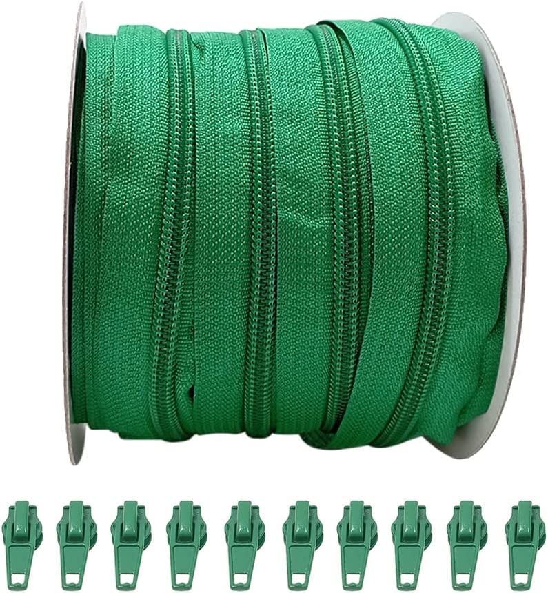20 Meters Roll Continuous Zipper Nylon 3#, with 25 Auto Metal Sliders for Sewing, (20M, 3129)