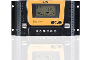 JJN 30A Solar Charge Controller 12V/24V/36V/48V Solar Panel Regulator with Adjustable LCD Display Dual USB Port Timer Setting PWM Auto Parameter