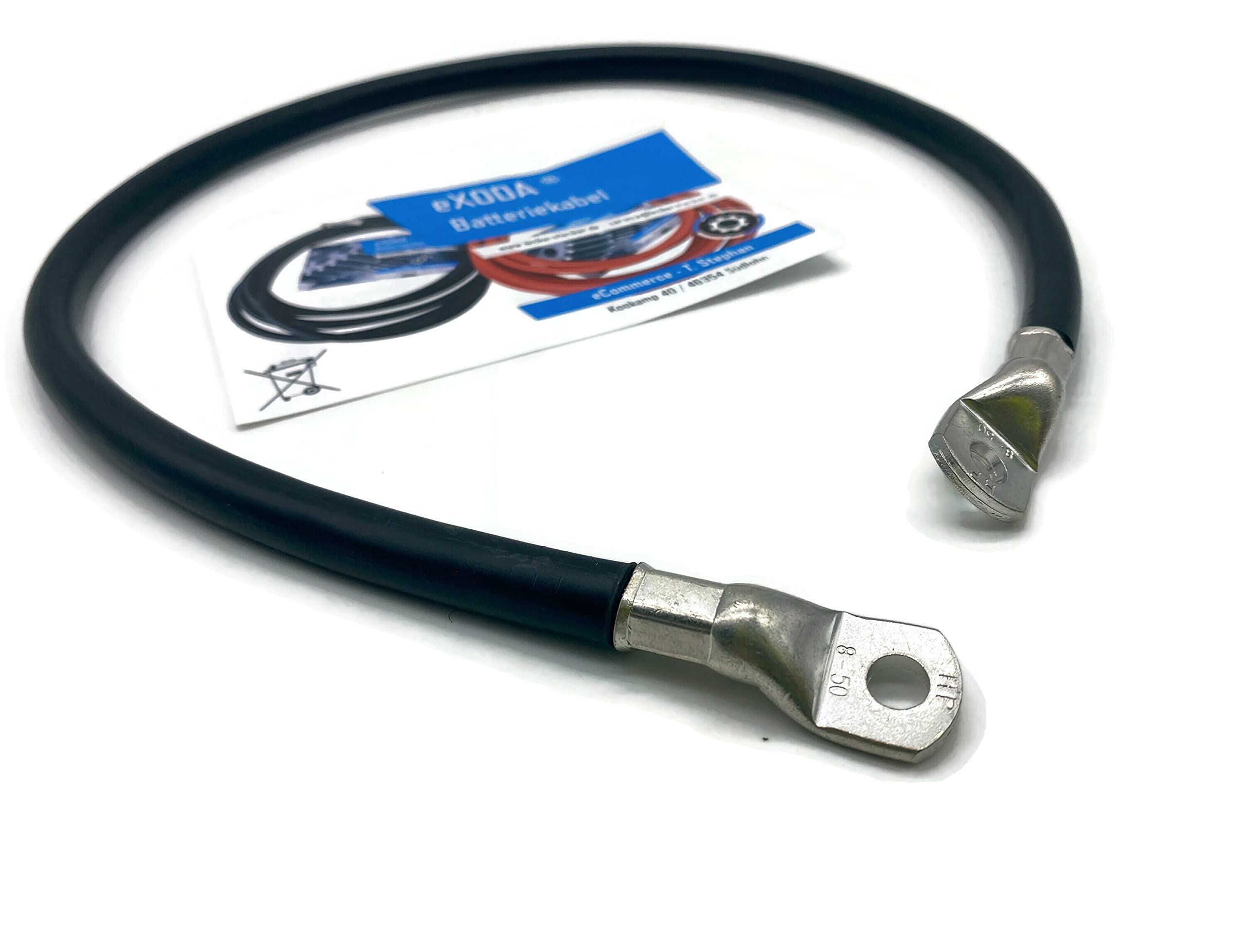 eXODA Auto Battery Cable 35 mm² 75cm Copper Power Cable with Eyelets M8 12V Car Cable also for Your Charger