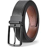 BOSTANTEN Belt Men Leather Reversible Belts for Men 1 3/8" for Casual Golf Dress Pants, Two-in-One Belt Gift
