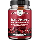 Extra Strength Tart Cherry Capsules - Tart Cherry Extract Capsules 7500mg for Uric Acid Cleanse for Gout & Kidneys Support - Fruit Extract Supplement for Urinary Tract Health & Joint Support - 240 Ct