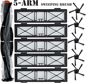 JoyBros 11-Pack Replacement Accessories Kit :5-Arm Sweeping and Spiral Combo BrushBrush Ultra High Performance Hepa Filters Compatible for Neato D Series D75 D80 D85 Connected D3 D4 D5 D6 D7 Robotics