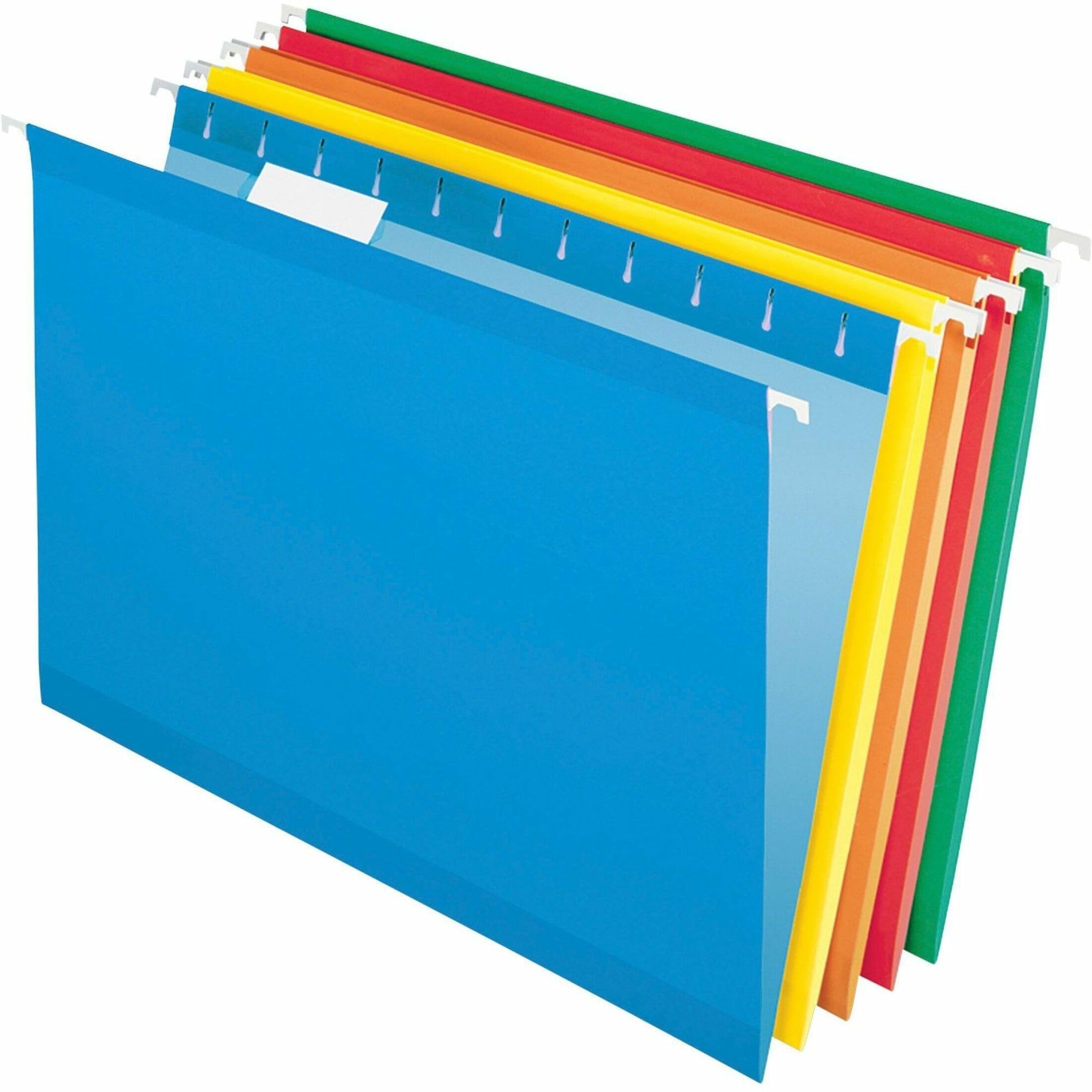 Pendaflex Reinforced Hanging File Folders, Legal Size, Assorted Colors, 1/5 Cut, Pack of 25 (04153 1/5 ASST)