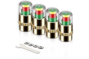 4PCS Car Tire Pressure Monitor Valve Stem Caps, Instant 3-Color Alerts,Anti-Theft, Quick Installation, Tire Pressure Caps for