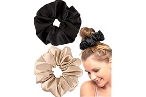 Silk Scrunchies Pure Silk Scrunchies - 100% Silk Hair Tie Silk Ponytail Holder Elastics No Crease Gentle Soft Hair Scrunchie