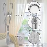 Pretty Jolly 2 Pack Long Tassel Curtain Tiebacks Grey Braided Rope Drape view 3