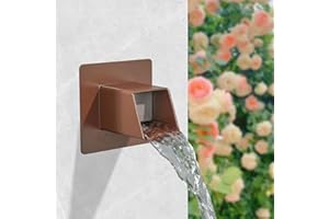 SUMGREEN 316 Stainless Steel 1.2-Inch Wall-Mounted Water Spout - Durable Outdoor Garden Square Waterfall Spillway with Integrated Spray Baffle, Modern Design for Patio and Landscaping (Brown)