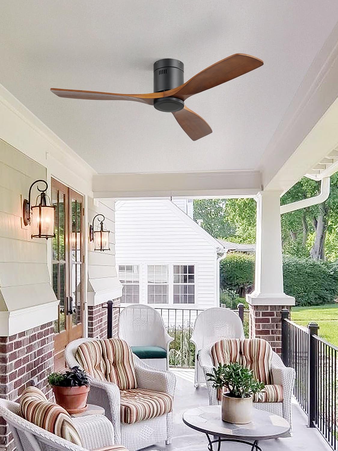 Sofucor Ceiling Fan no Lights, 52 Inch Low Profile