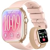 Smart Watches for Women,1.85" HD Smart Watch Fitness Trackers, with 2 Bands | Answer/Make Call/1000mAh Battery/Multi-Sport Modes Pedometer/Heart Rate/Sleep/Health Monitor/Compatible iPhone or Android