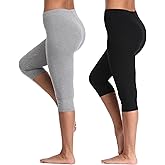 Women's Soft Capri Leggings Lightweight Cropped Leggings 3/4 Stretch Capris Yoga Pants - Rug & Plus