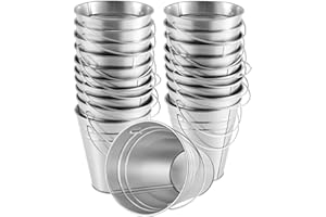 ZEONHAK 20 Pack Small Metal Buckets with Handle, 4.5 x 5 Inches Small Metal ice Buckets, Pail for Party, Plants, Wedding and 