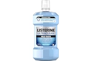 Listerine Ultraclean Alcohol-Free Tartar Control Mouthwash, Oral Rinse Fights Stain Build Up to Help Keep Naturally White Teeth, Less Intense Arctic Mint Flavor, 1L