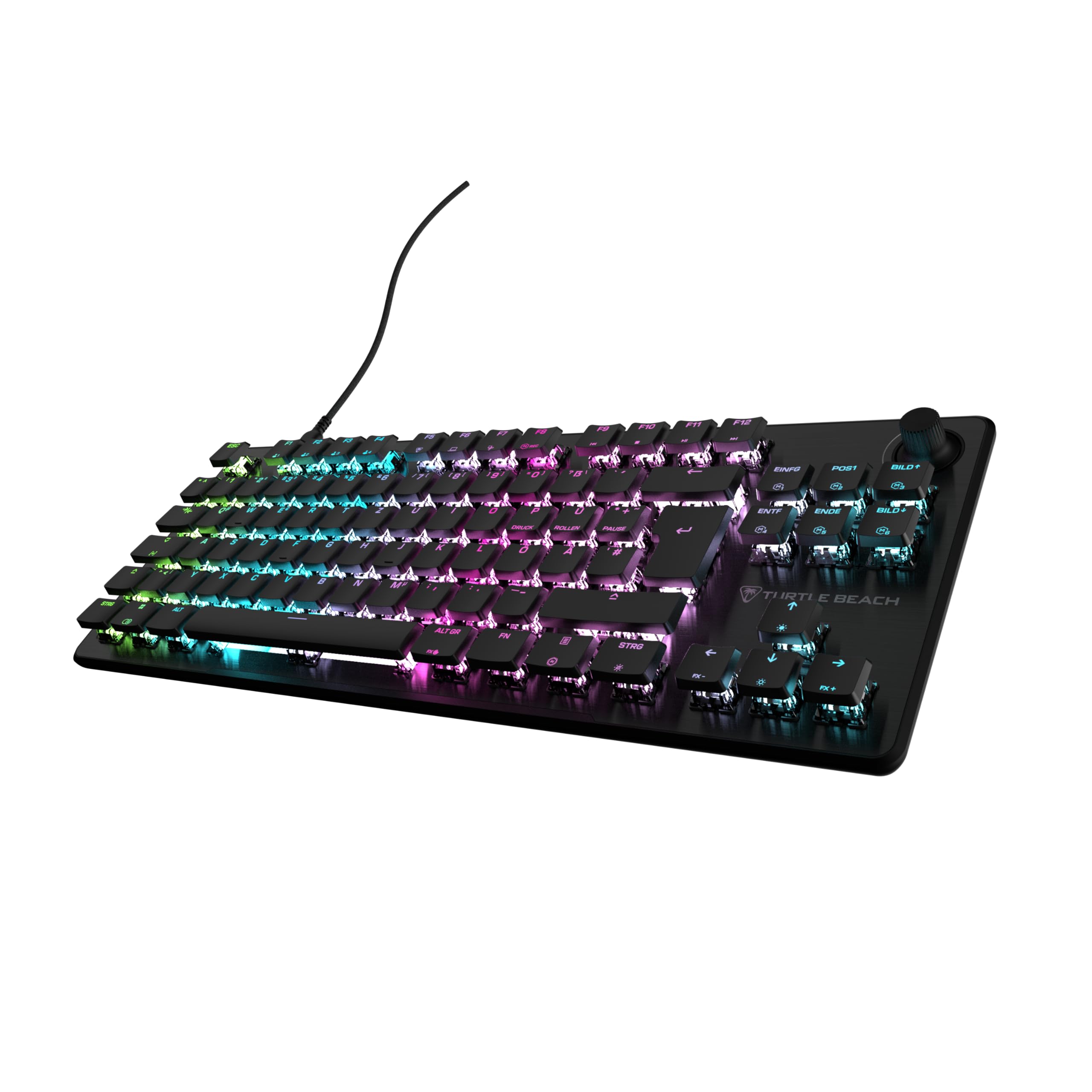 Turtle Beach Vulcan II TKL RGB Tenkeyless Mechanische Gaming-Tastatur für PC – Hot-Swap-fähige lineare Schalter, RGB-Beleuchtung pro Taste, Lautstärkeregler, Geräuschdämpfung, SOCD, Anti-Ghosting