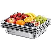 VEVOR 4 Pack Stainless Steam Hotel Pan, 1/2 Size Table Steam Pan, 2.5 Inch Deep Anti Jam Restaurant Supplies Reusable Rustproof Catering Storage for Home, Party, Restaurant, Hotel, Buffet