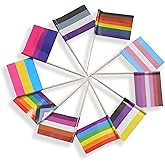 CANTENDO 100 Pcs Pride Rainbow toothpick Flag Set,Gay LGBTQ Mini toothpick flag Cupcake Toppers Flags Pride Mardi Gras Party Decoration