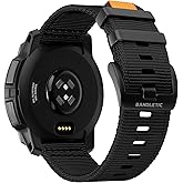 Bandletic Compatible with Garmin Instinct Watch Bands - 22mm Watch Band Military Rugged Nylon Soft Sport Replacement Strap for Instinct 3/E 45mm/2/2 Surf/Tactical/Tide/Esports/Solar, Black