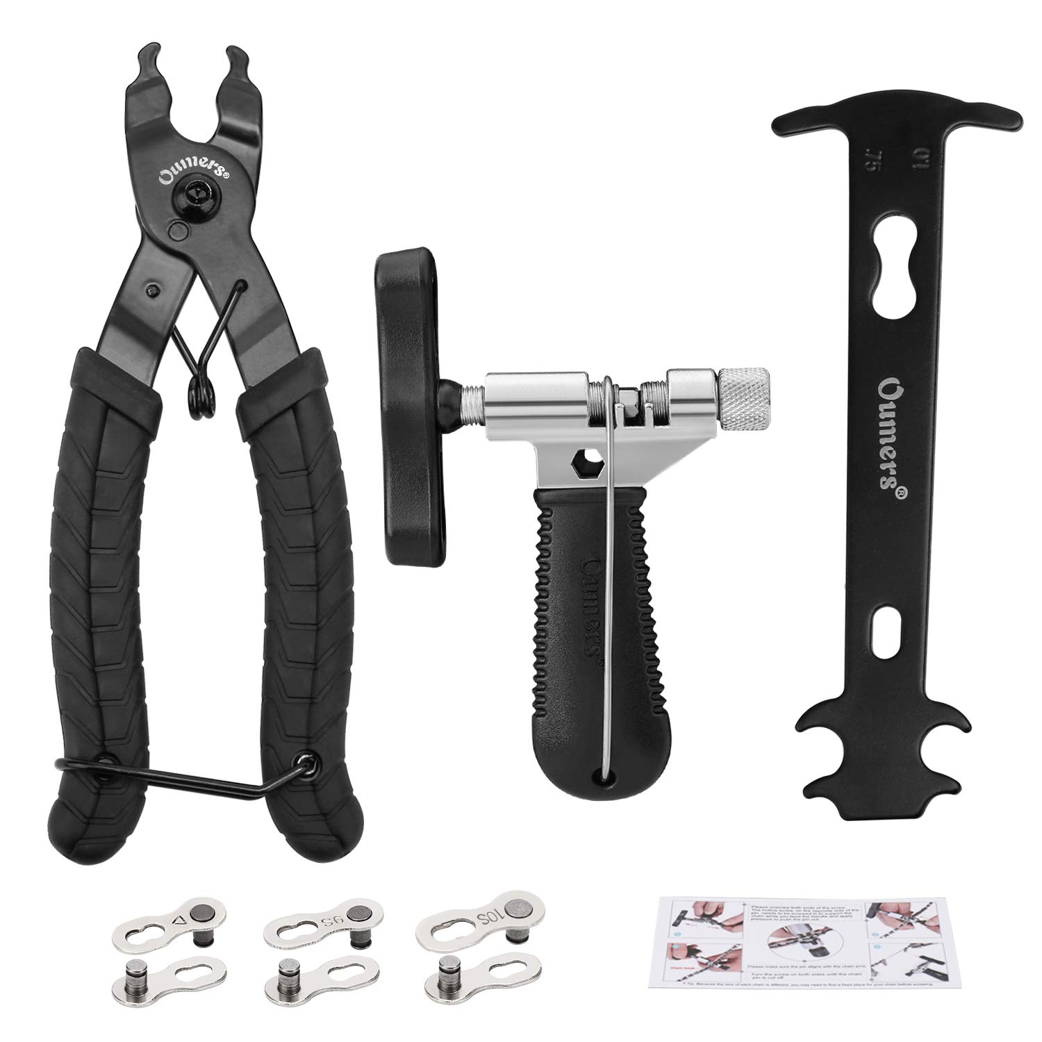 Oumers Bike Chain Tool Set, Bike Chain Plier + Splitter + Wear Indicator + 3 Pairs Bicycle Missing Link for 6/7/8/9/10 Speed | Easy Using Chain Remover Closer