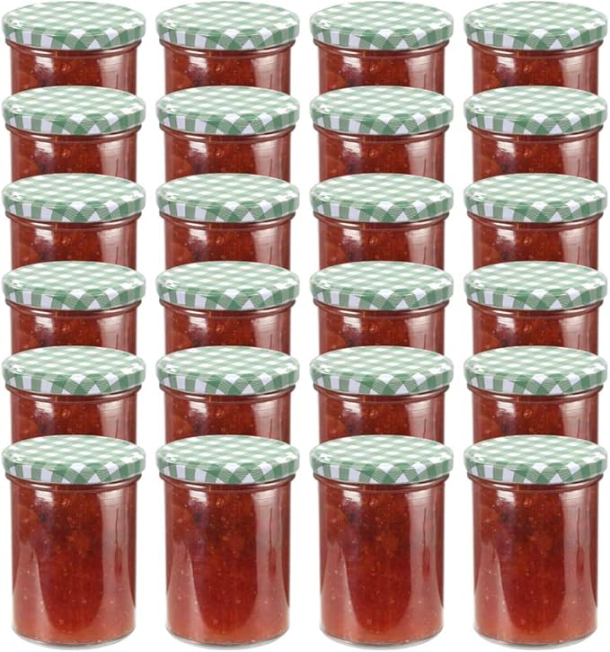 RIKOJ Glass Jam Jars with White and Green Lid 24 pcs 400 ml Amazon.co