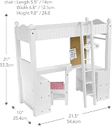 Teamson Kids Loft-Style Bunk Bed Set for 18" Dolls with Chair & Bedding view 4