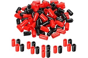MECCANIXITY 50pcs Rubber End Caps Cover Assortment 3/8 inch(9.5mm) PVC Vinyl Screw Thread Protector for Screw Bolt Black Red