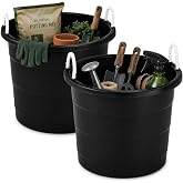 HOMZ Utility Tub, Storage Bucket with Rope Handles, 17 Gal, Black, 2 Pack | Portable Indoor &amp; Outdoor Utility Tub for Kitchen, Laundry, Garden, Bathroom &amp; Garage