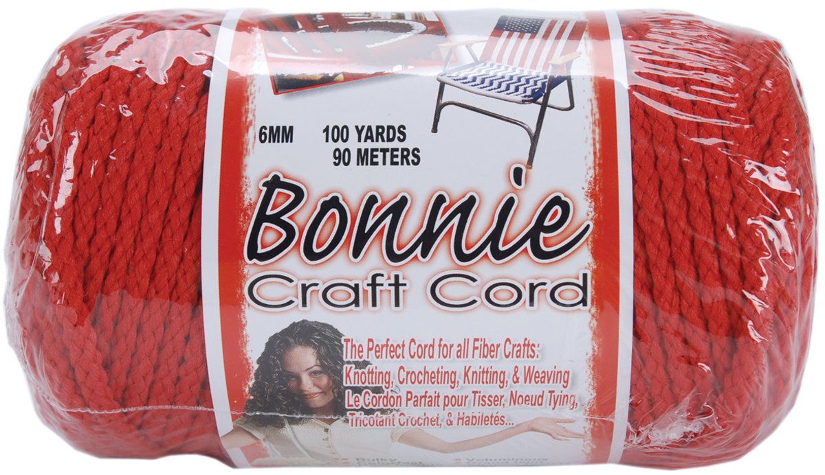 Pepperell polyolefin fiber Bonnie Macrame Craft Cord 6 mmx 100 yard-Red
