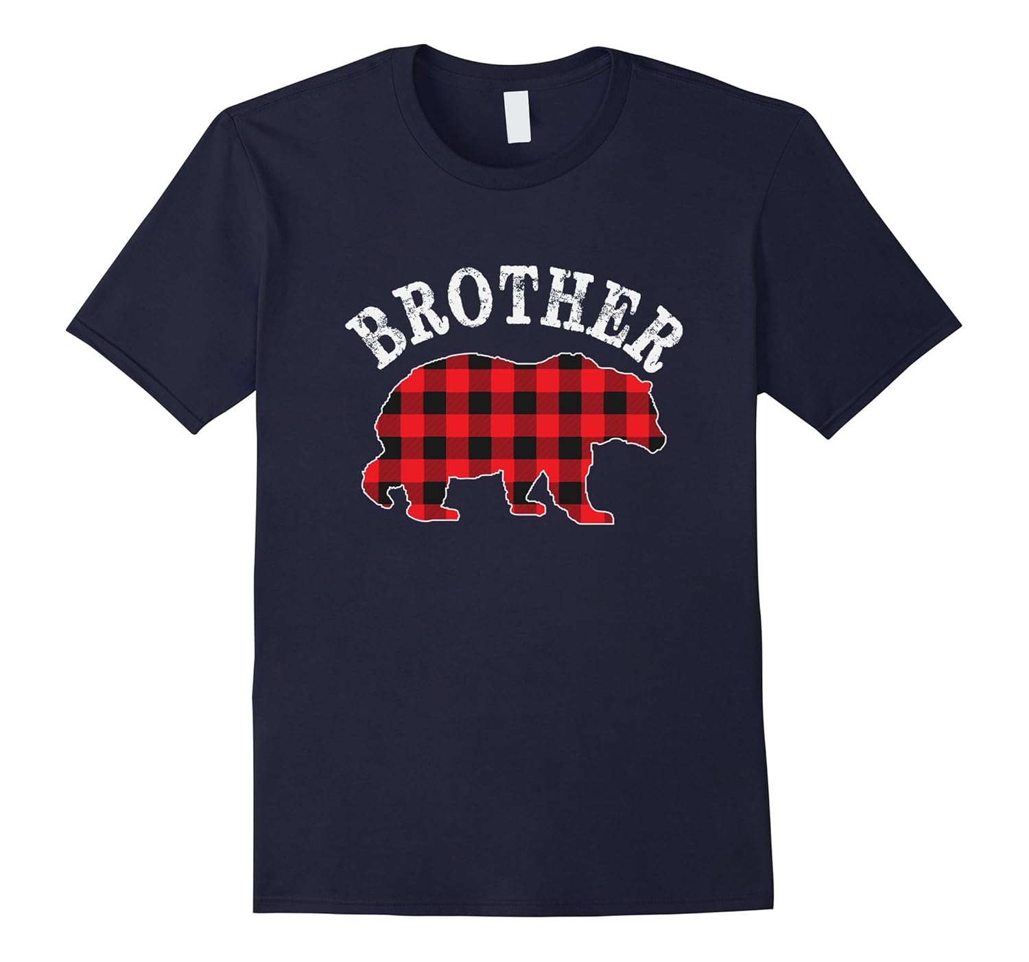 Red Plaid Brother Bear Buffalo Matching Family Pajama TShirt-Rose