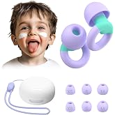JUSTRVN Kids Ear Plugs(6+yrs)-2 Pairs of Reusable Noise Reduction Earplugs for Small Canal With 6 Tips,Soft Silicone Earplugs for Sleeping,Focus,Travel,Socializing,Concert&amp;Hearing Protection 25dB-30dB