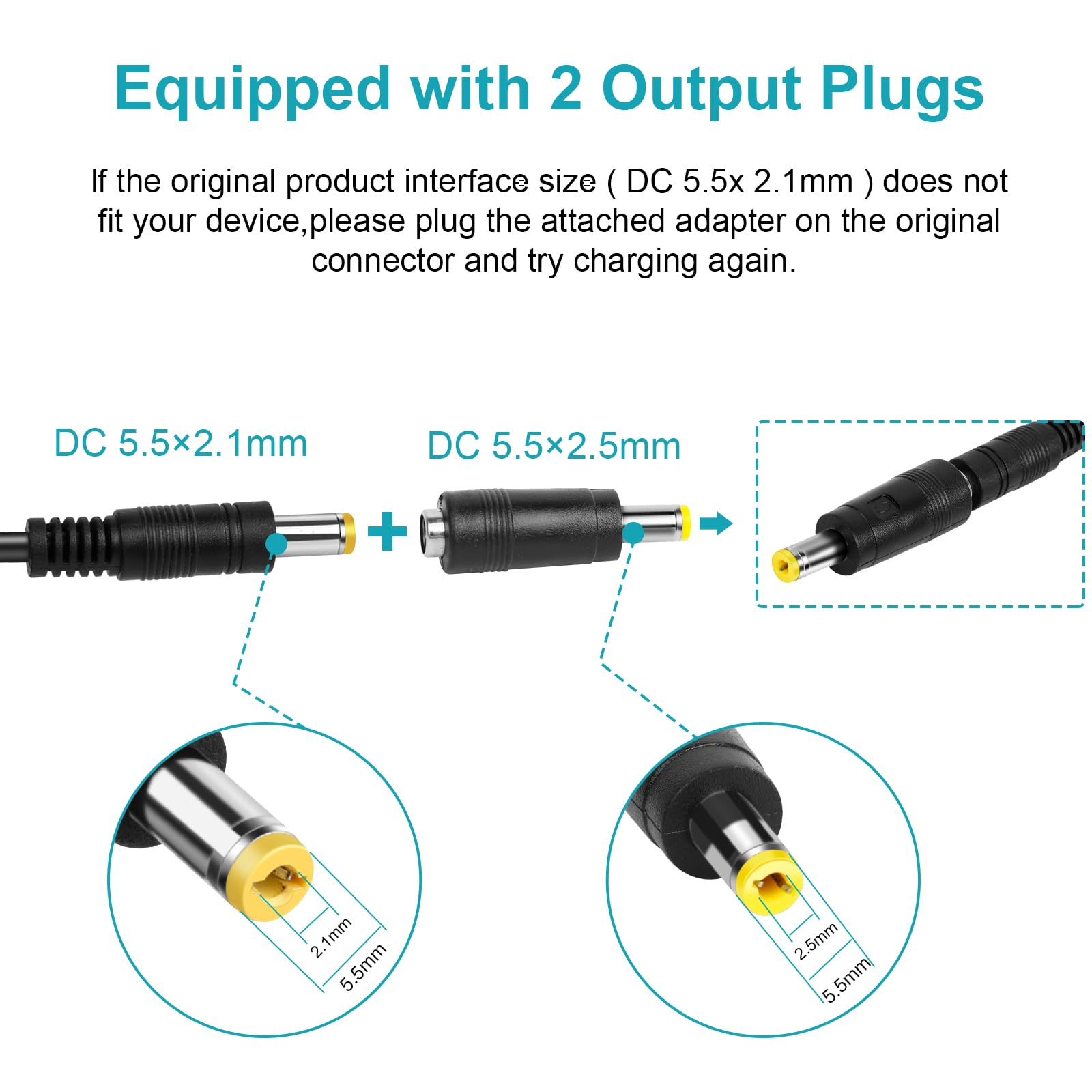 Fancy Buying 42V 2A Charger for Electric Scooter 36V 10S Lithium-ion Battery Pack Compatible with GOTRAX GXL V2, G2, G3, G4, Apex, Glider, XR Elite, XR Ultra 5.5 * 2.1mm Plug with a 5.5 * 2.5mm tip