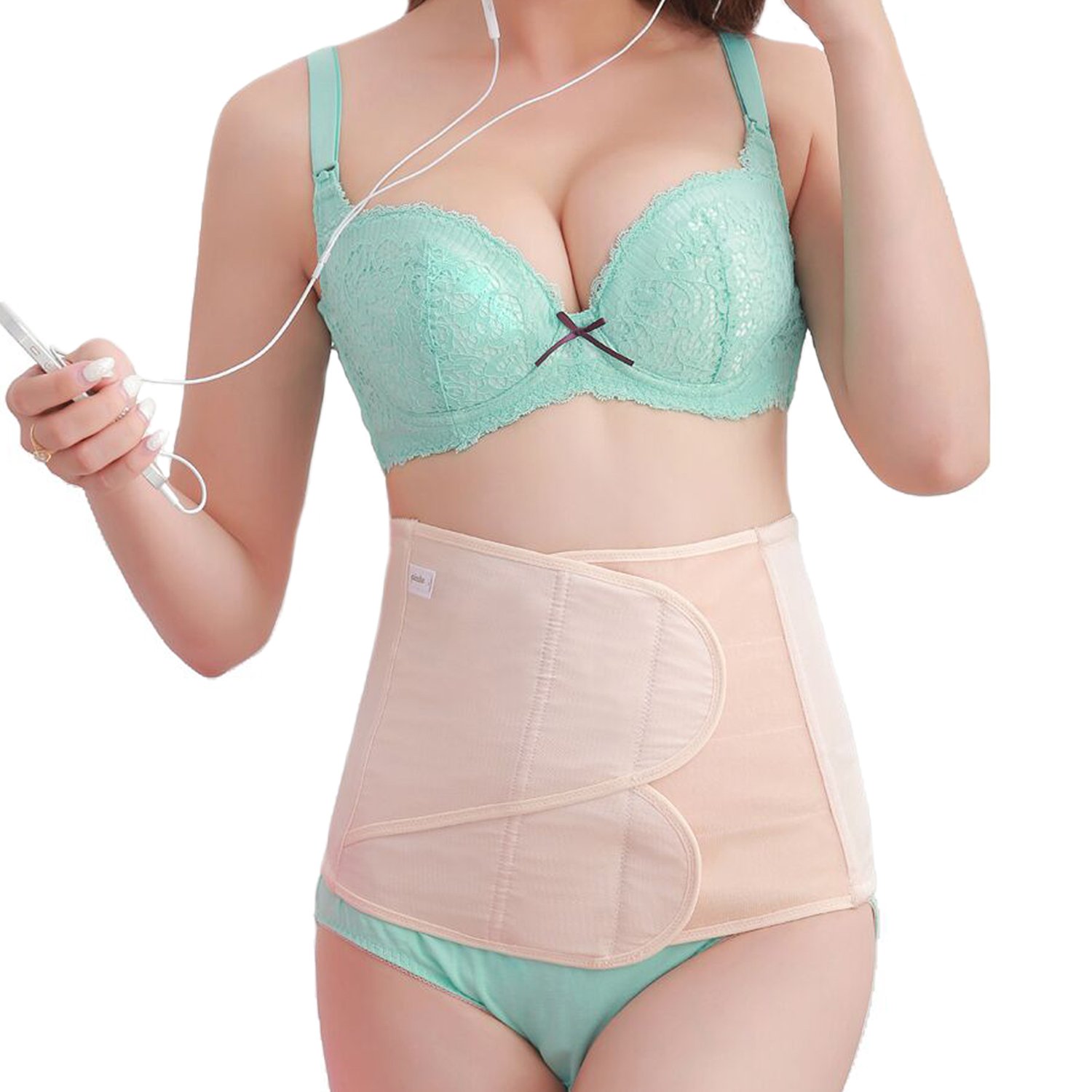 Picotee Women Postpartum Belly Wrap Band Maternity Recovery Support Waist Belt (Nude, L)
