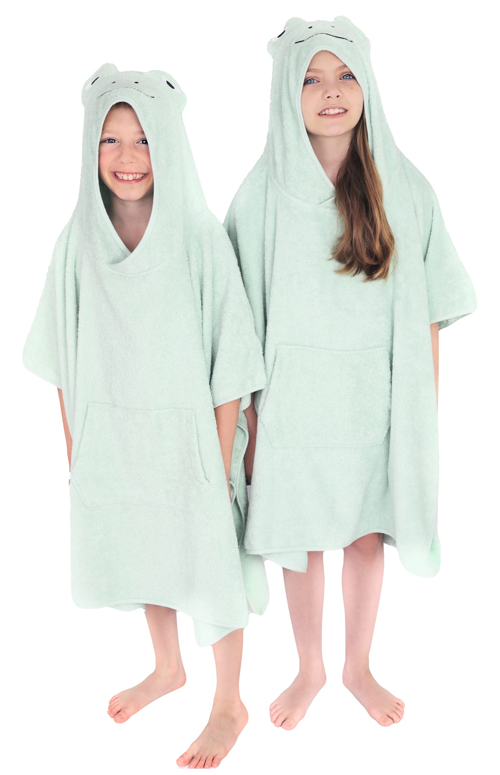 DreamBuy Animals Kids Hooded Towel Poncho 100% Combed Cotton 450gsm Boys and Girls Beach Towel Poncho, Ideal for Holidays, Swimming, Surfing, Beach, Bathing (2-5 Years, Frog)