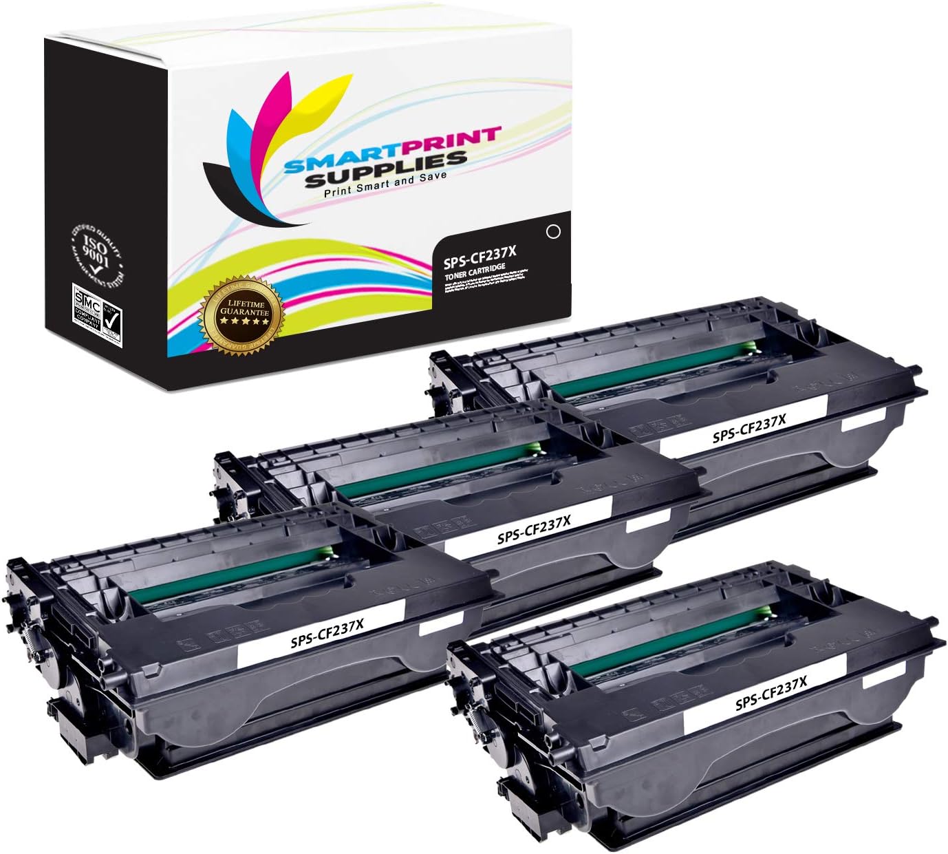 Compatible 37X CF237X Black High Yield Toner Cartridge Replacement for HP Laserjet Enterprise MFP M631 M632 M633 M607 M608 M609 Printers (25,000 Pages) - 4 Pack
