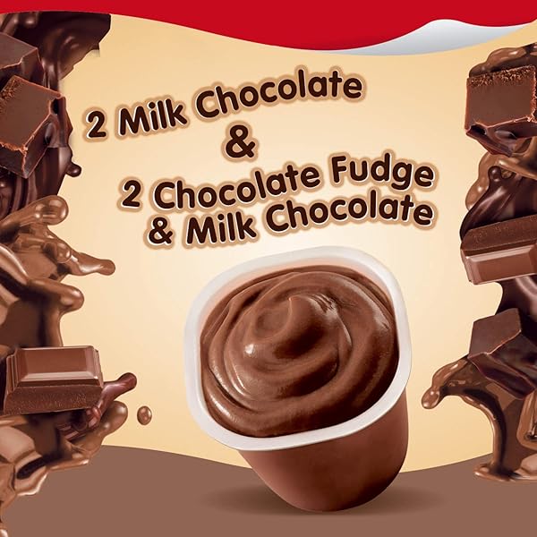 SNACK PACK MILK CHOCOLATE AND CHOCOLATE FUDGE/MILK CHOCOLATE PUDDING, 4 COUNT PUDDING CUPS