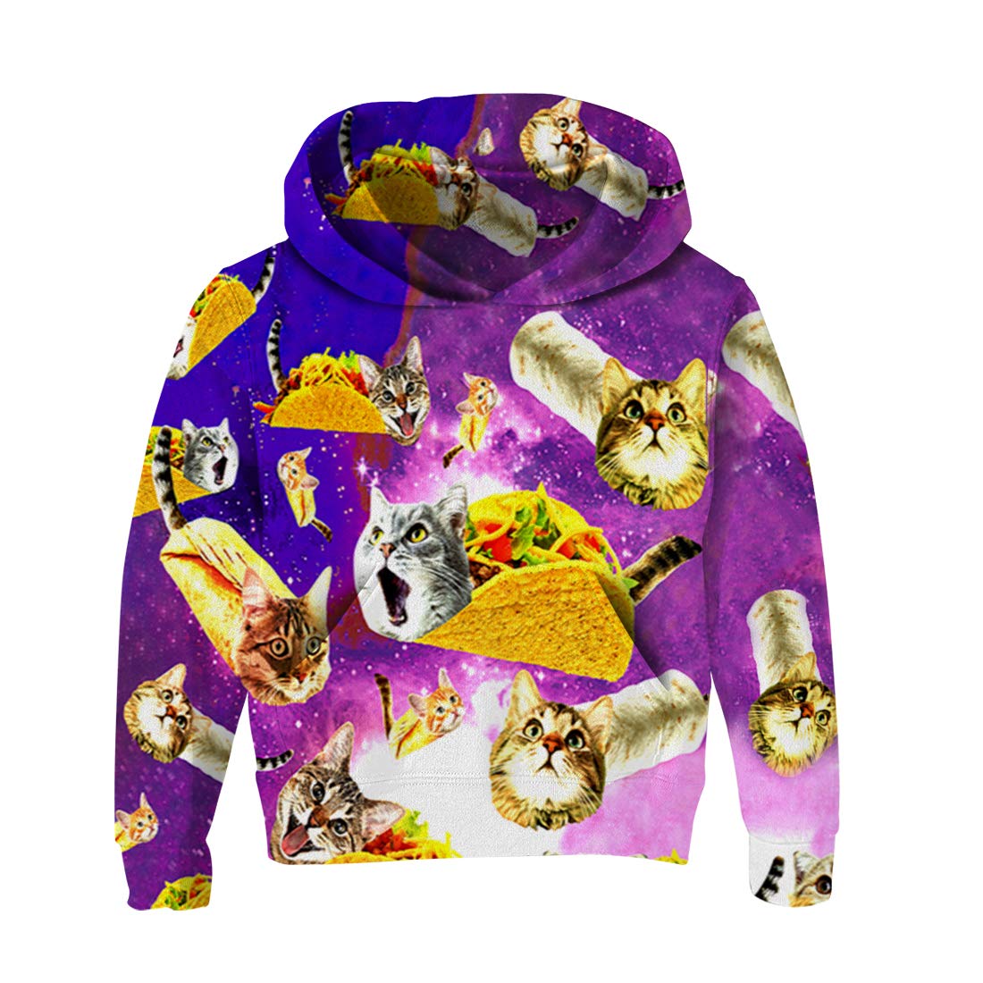 RAISEVERN Spring Autumn Winter Teens Long Sleeve 3D Pullover Hoodies Pizza Cats Print Sweatshirts Outfits Boys Girls Casual Wear