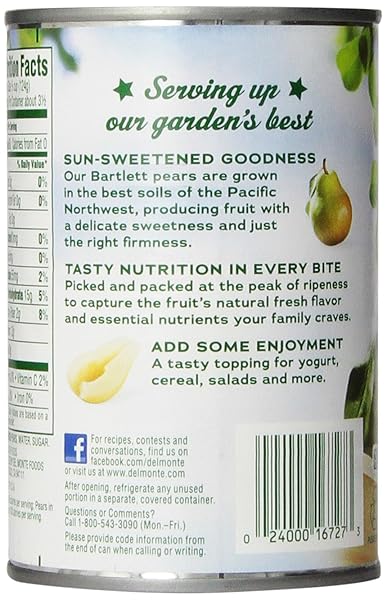 DEL MONTE PEAR HALVES IN LITE SYRUP, 15 OZ