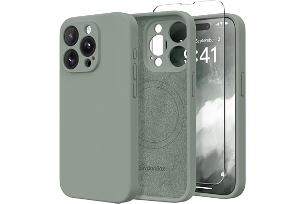 SuydanBox for iPhone 15 Pro Max Case Silicone, Compatible with MagSafe, [Camera Protection][Screen Protector] Slim Shockproof
