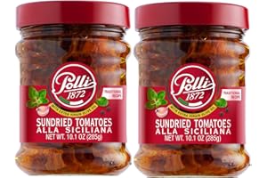 POLLI 1872 Polli Antipasto Sundried Tomatoes Alla Siciliana With Extra Virgin Olive Oil | Traditional Recipe | Made In Italy - 2 Pack (10.1 oz Each)
