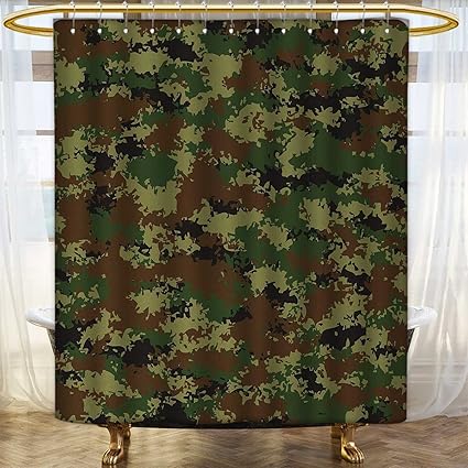Amazon Com Anhounine Camo Shower Curtains Sets Bathroom Grunge