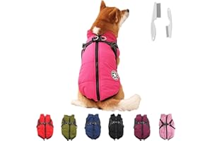 EZGHAR Furry King Dog Winter Coat, 3 in 1 Winter Jacket for Dogs, Furry Dog Jacket with Harness, Waterproof Windproof DogSnow Jacketwith Zipper, for Small Medium Large Dogs (Pink,S)