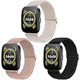 ViCRiOR 3 Pack Braided Stretchy Watch Bands Compatible with Amazfit Bip 6/Bip 5/ GTR 4/ GTR 3/3 Pro/GTR 2/2e/GTR 47mm, 22mm Solo Loop Elastic Nylon Strap for Amazfit Cheetah Pro/Balance