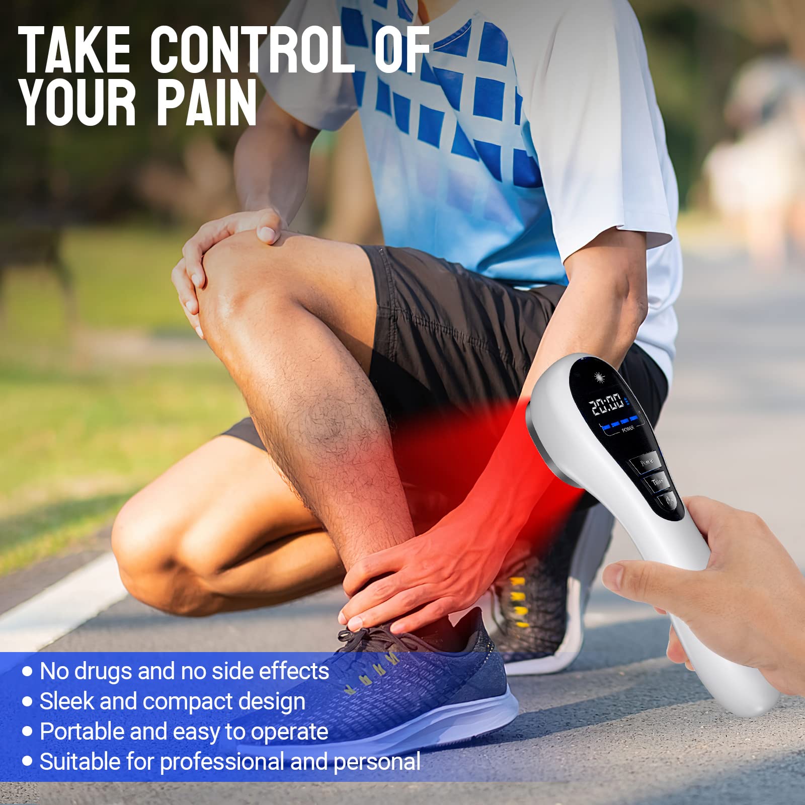 Red Light Therapy, Holsn Infrared Red Light Therapy Device for Body Targets Joint and Muscles Directly for Pain Relief, 650 nm & 808nm Red Light Therapy Wand