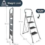 Home Vida 4 Step Ladder Heavy Duty Steel Folding 150kg Grey view 2