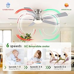 Ceiling Fans with Lights, 56" Flush Mount Ceiling
