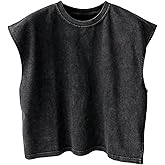 RoseSeek Men's Summer Washed Tank Tops Sleeveless Shirts Crewneck Cap Sleeve Top Vintage Muscle T Shirts